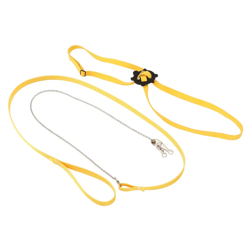 Yellow Turtle Harness Leash Adjustable Polyester Webbing, Tortoise Harness Leash Suede‑like Fleece, Stainless Steel Chain,