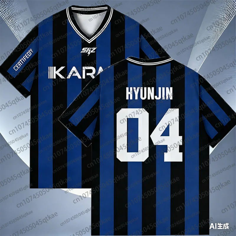 

Футболка Kpop Stay Karma Album для фанатов Bangchan Hyunjin, уличная повседневная спортивная одежда оверсайз с коротким рукавом, унисекс, пляжная футболка