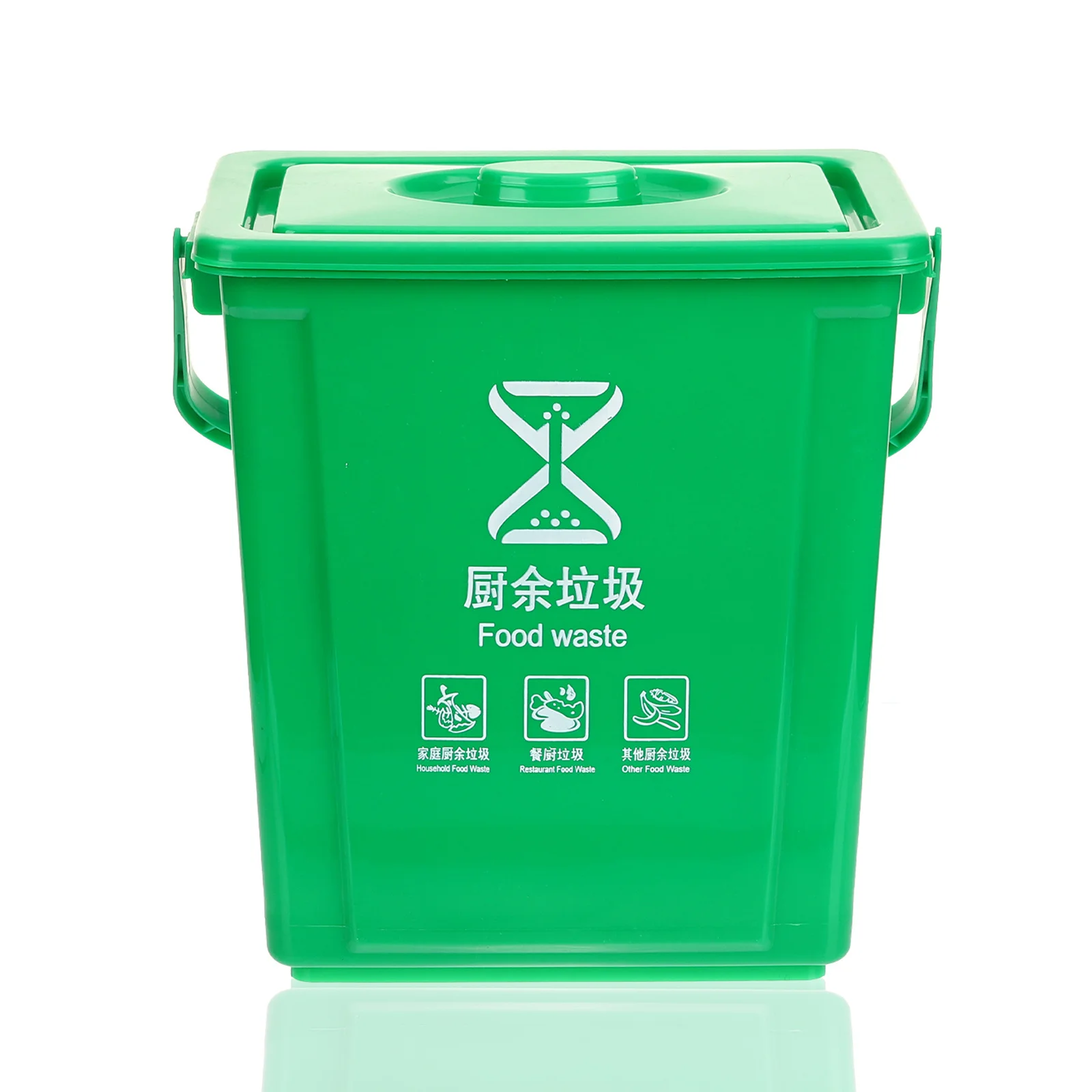 سلة مهملات مطبخ مستطيلة خضراء سعة 10 لتر مع غطاء صندوق سماد دلو نفايات الطعام بلاستيك قوي وموثوق يستخدم على نطاق واسع في المنزل #2
