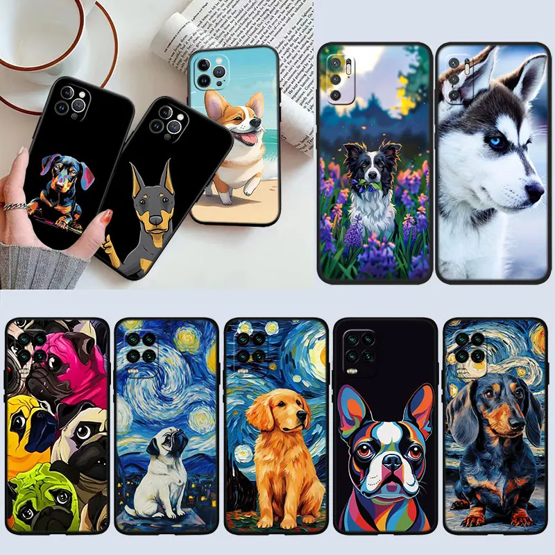Capa Fofa para Cães Pug, Corgi, Beagle para Samsung M06 M15 M16 M35 M55 M56 A36 A42 A50 A50S A51 A52 A32 A33 A05 A05S A06 A16 A20