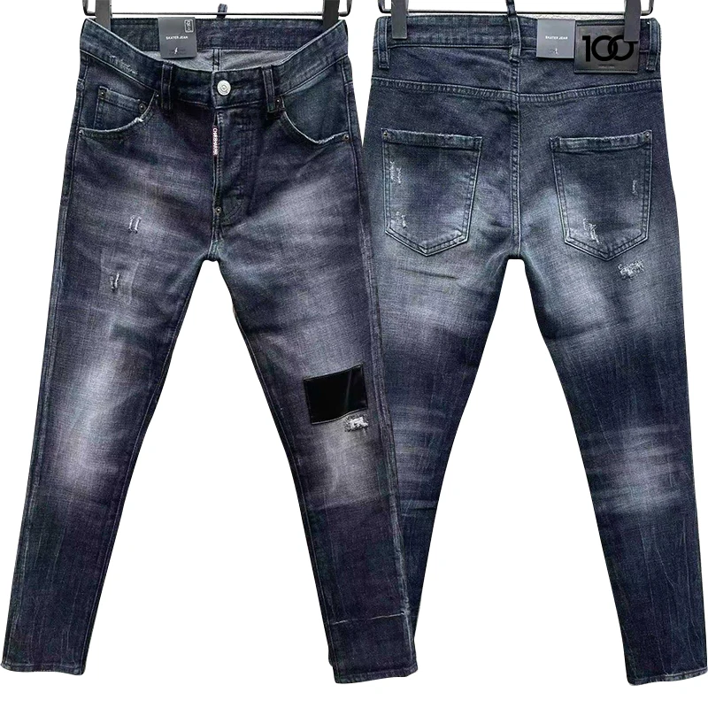 100 chareiharper c056 Autumn and winter new men's jeans slim ripped white stretch jeans beggar pants c058  c059 c060