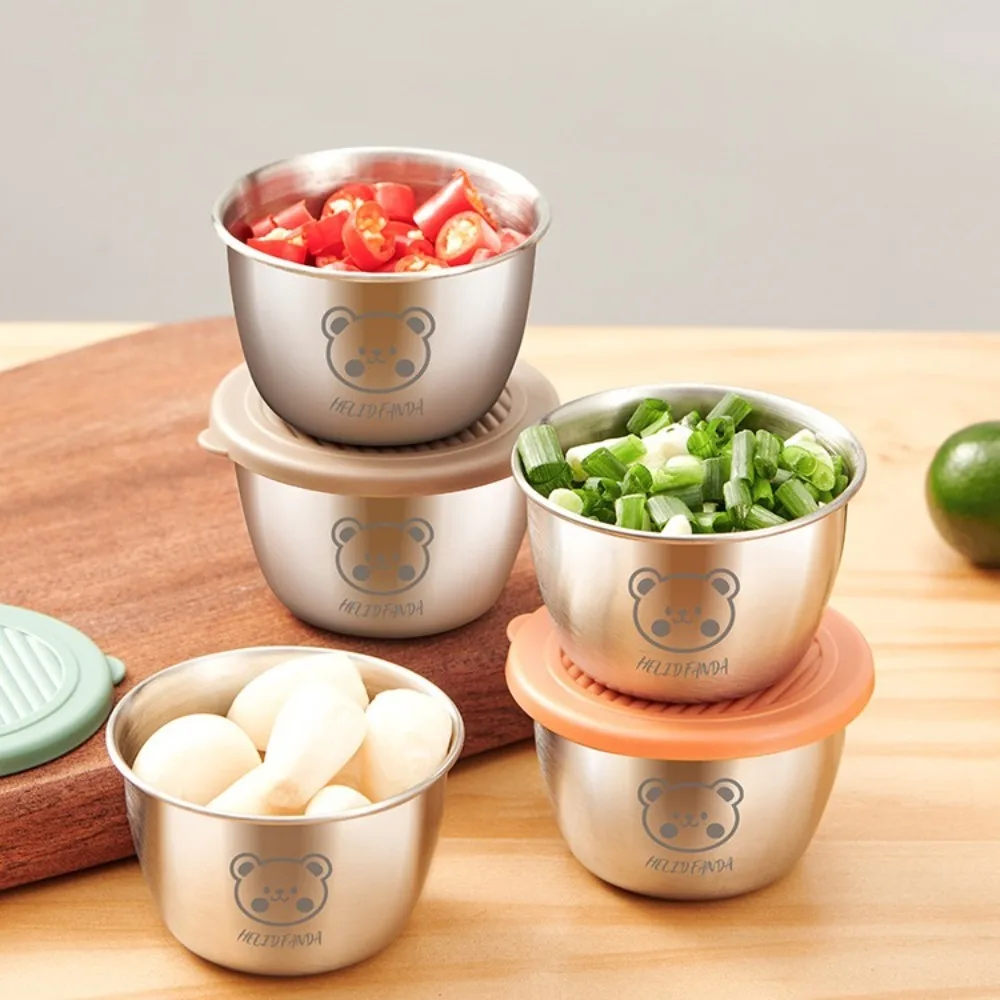 

Quality with Sealed Lid Seasoning Box 304 Stainless Steel Leak-proof Sauce Cup Silicone Cover Small Storage Box