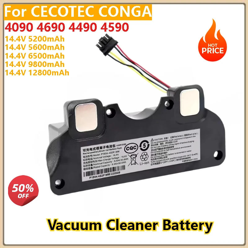 

Battery For CECOTEC CONGA 4090 4690 4490 4590 Robot Vacuum Cleaner 12800mAh High Capacity Replacement Battery