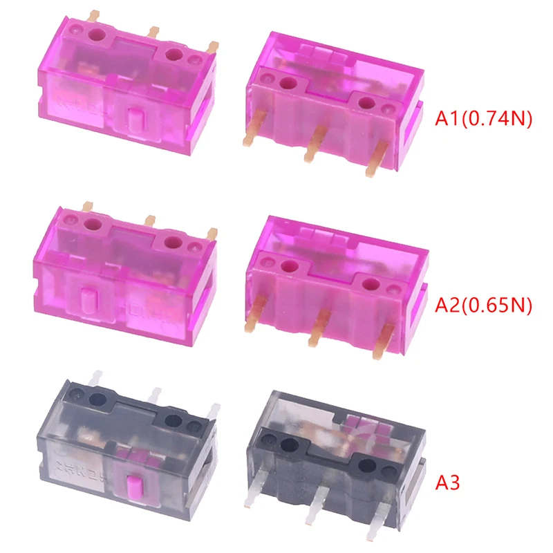 2pcs Dustproof Mouse Micro Switch 3Pin Gold Contactor 150 Millions Click Life 0.74/0.65N Micro Button