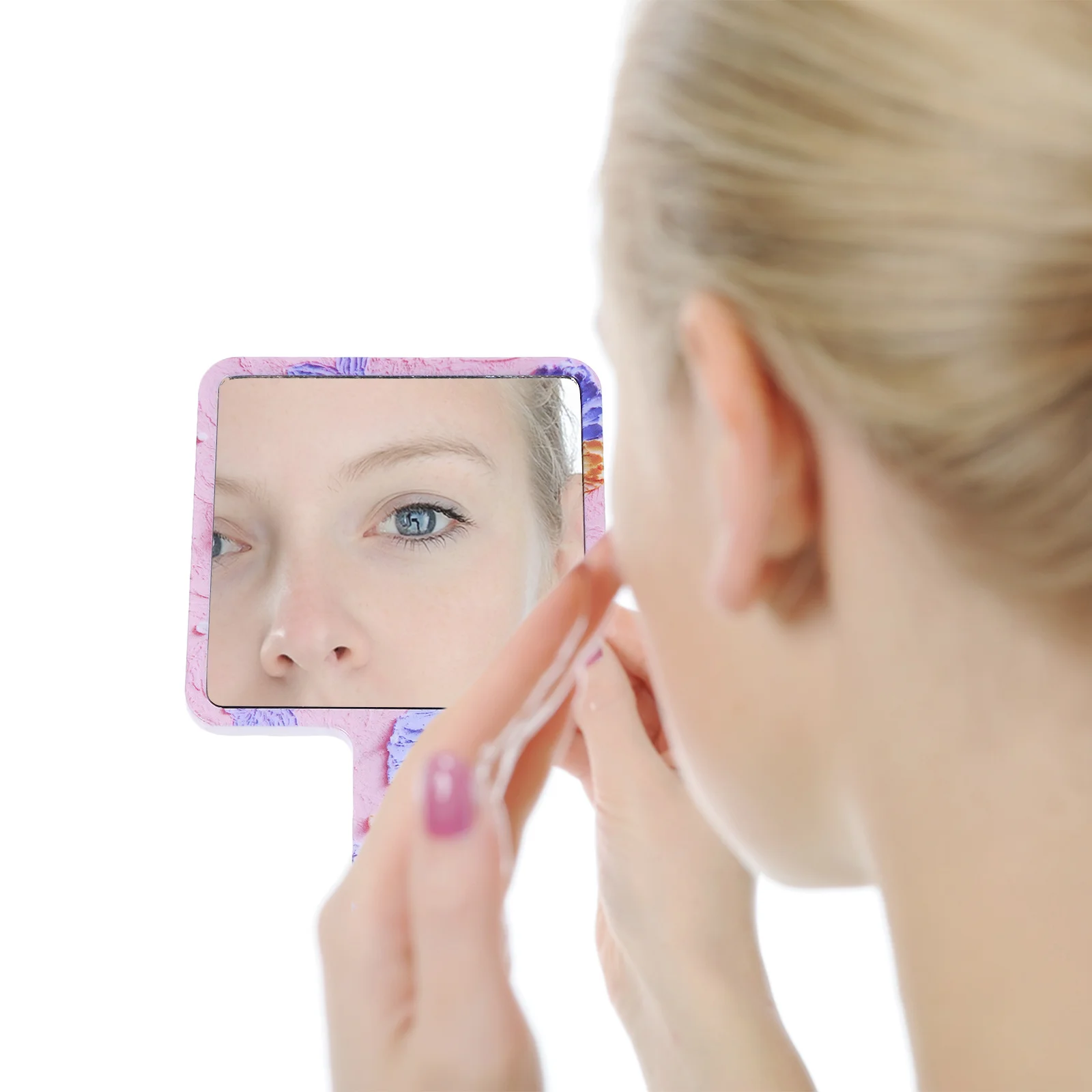 

Handheld Makeup Mirror Fancy Women Salon Portable Vanity Small with Handle Travel