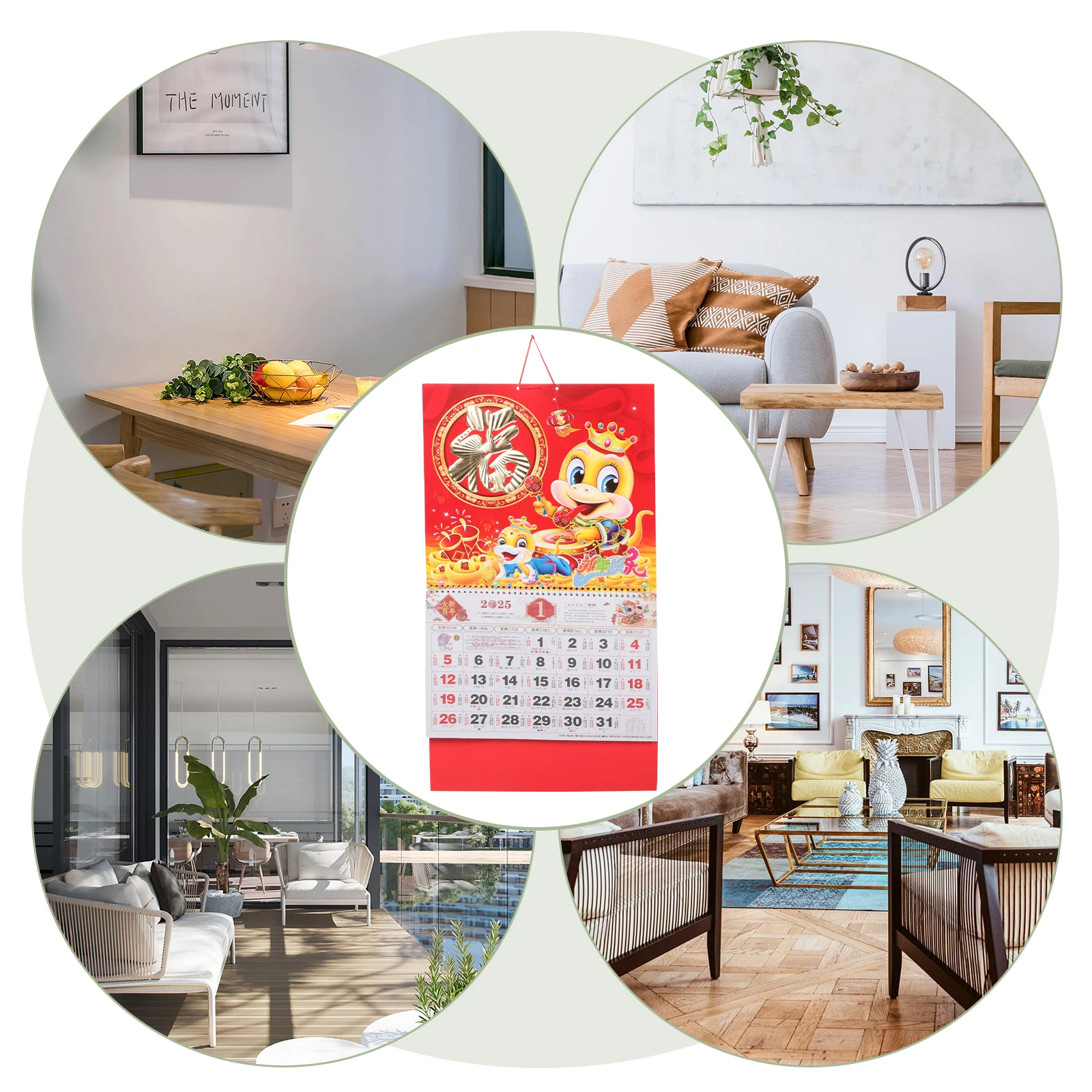

Wall Calendar 2025 Snake Year Blessing Plaque Lunar New Year Decorations Chinese Style Desk Decoration Hanging Pendant