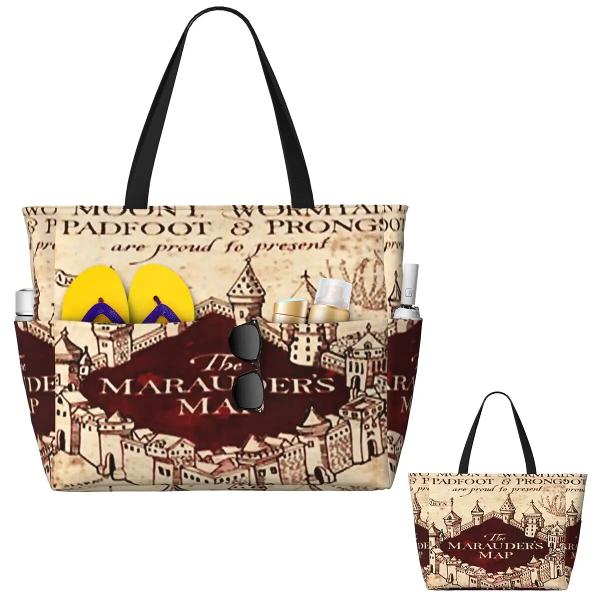 

Marauders Magic Map Beach Tote Bag Sport Gym Yoga Duffle Large Tote Bag Women Travel Bag Fitness bag