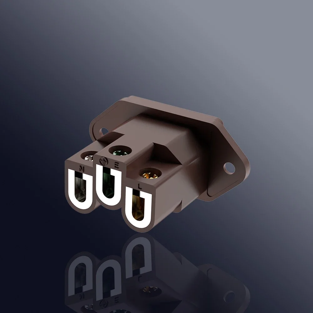 Viborg VI-06CR Pure Red Copper Rhodium Plated Mains AC Power Industrial Socket Plug IEC320 C14 3Pin Panel Inlet Socket 250VAC 15