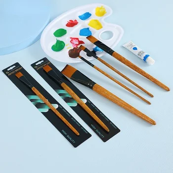 1pc Alta Qualidade Artista Nylon Cabelo Handle Madeira Aquarela Acrílico Oil Paint Brush Set Para Desenho Pintura Art Supplies