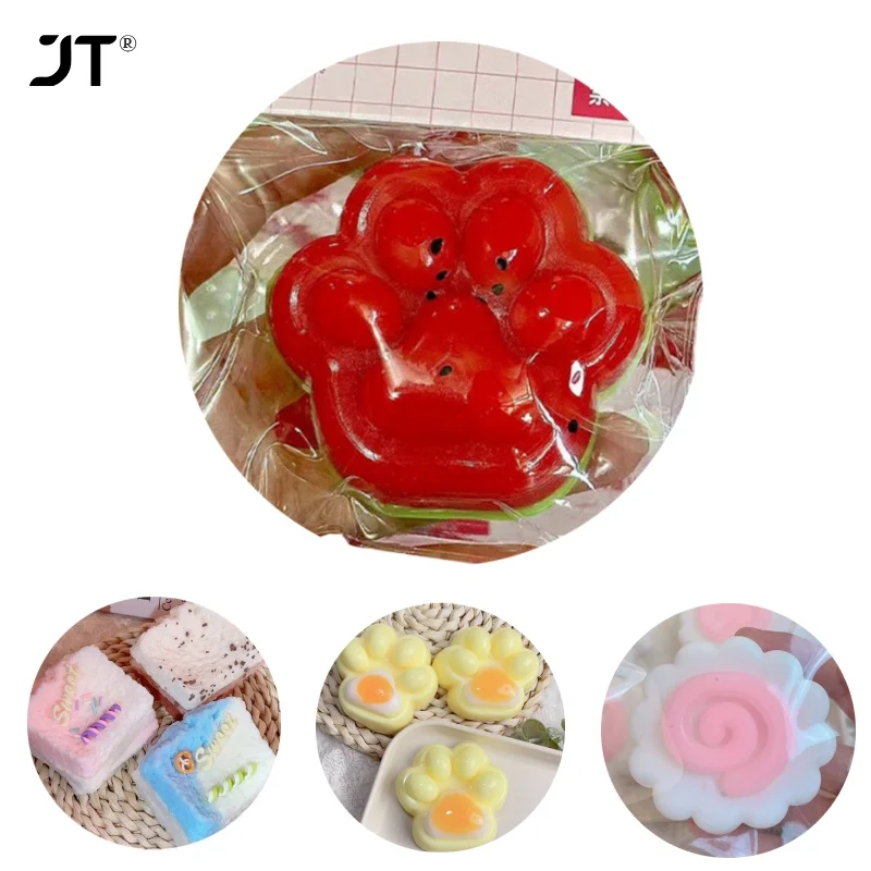 1pc Cartoon Watermelon Star Cat Paw Squeeze Toy Strawberry Cake Soft Slow Rebound Stress Relief Toys Decompression Toys Gifts