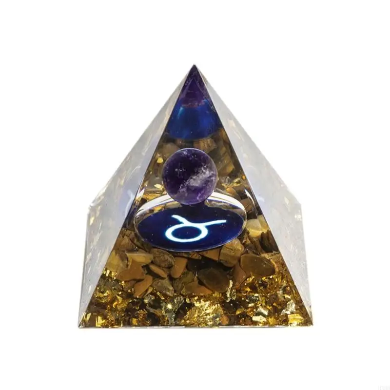 2025 New 12 Zodiacs Orgone Pyramid Amethysts Obsidians Healings Crystal Pyramid for Reduce Stress Attracts Lucky and Success