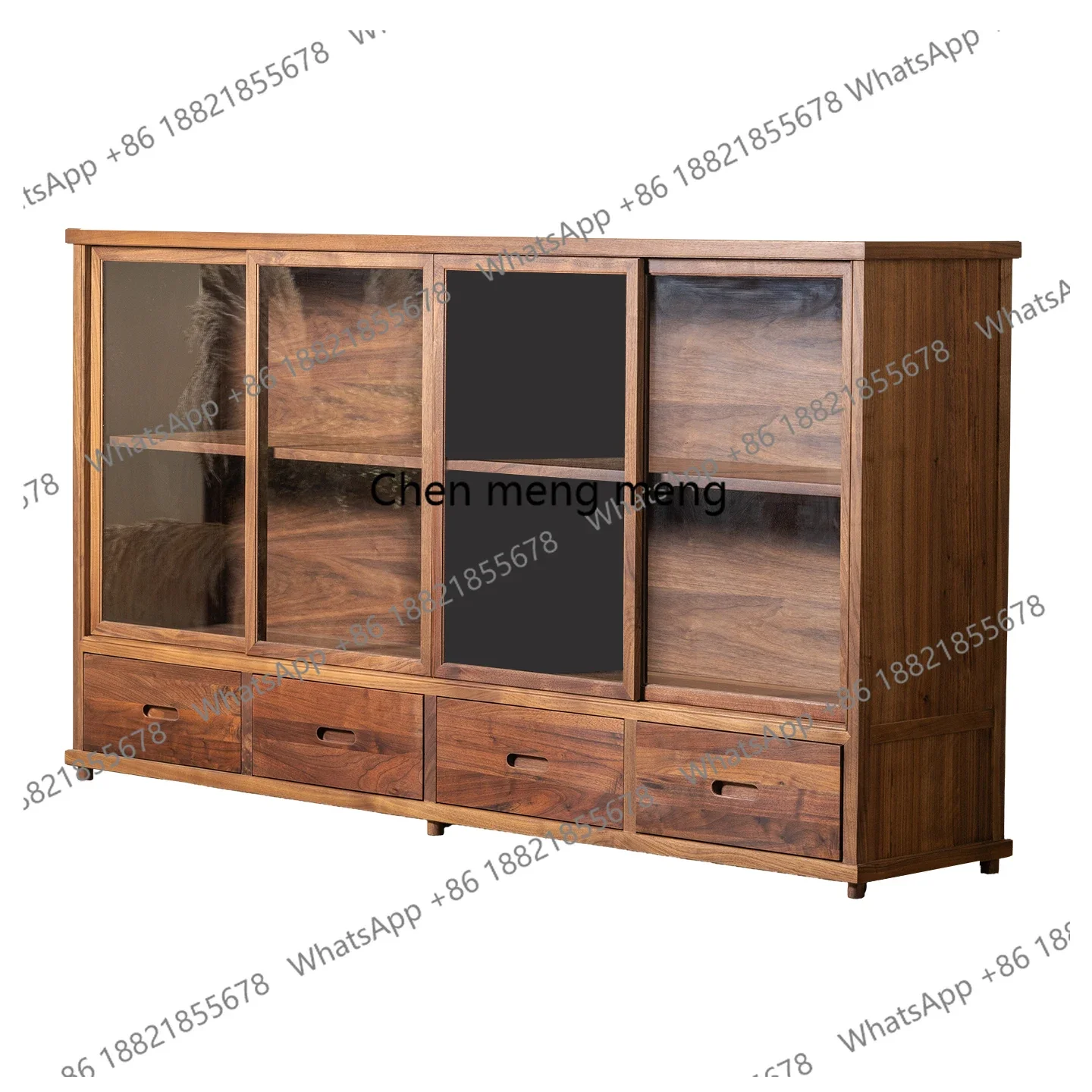 

Z136 Black walnut household lamp display case tea space display case porcelain handicraft side cabinet