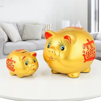 Zlaté prasátko s velkou kapacitou, dětské keramické prasátko, stolní ozdoba, přitahující bohatství, svatební dekorace 8 nejlepší prodej velké keramické prasátko - №6