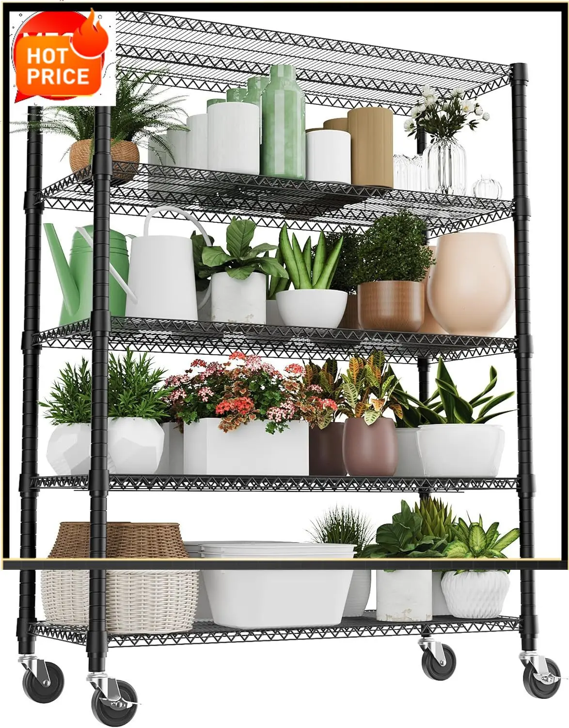 

Бестселлер: 5-ярусная стальная полка-стеллаж на 1500 кг, универсальный стеллаж для хранения, стальной органайзер, проволочная полка для дома, кухни, офиса