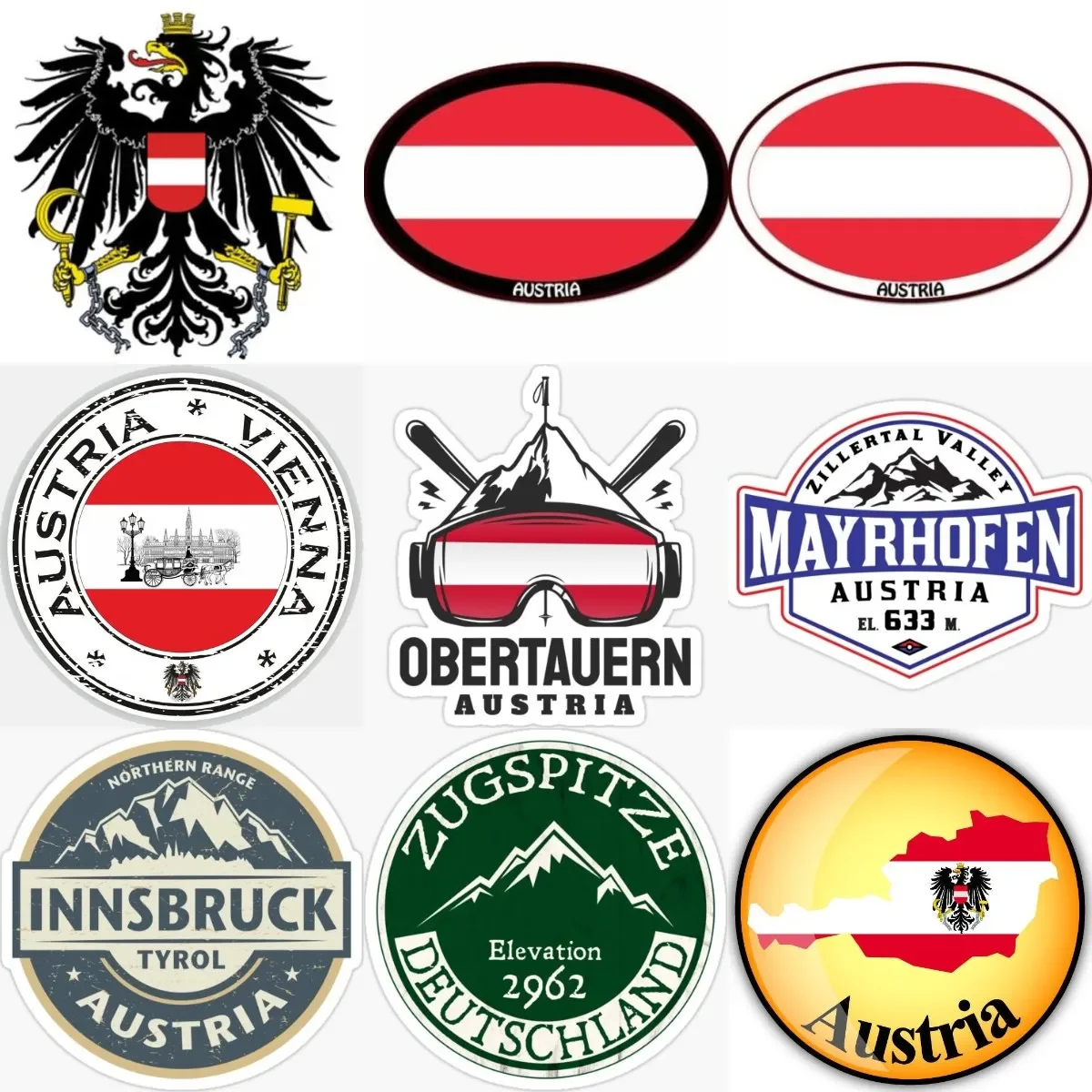 

Austria Map Flag National Emblem Eagle Creative Badge PVC Sticker for Decorate Camper Van Bicycle Motorcycle Laptop Car Wall
