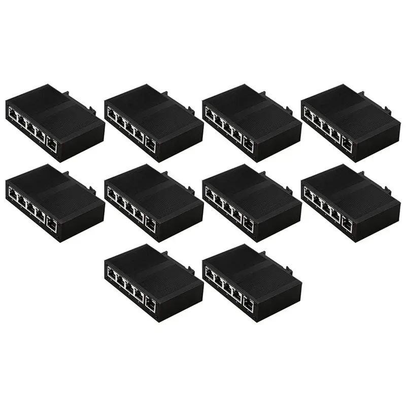 10X 5 Port 100Mbps Network Switch Ethernet Industrial Grade Switch Unmanaged Rail Type Industrial Network Splitter
