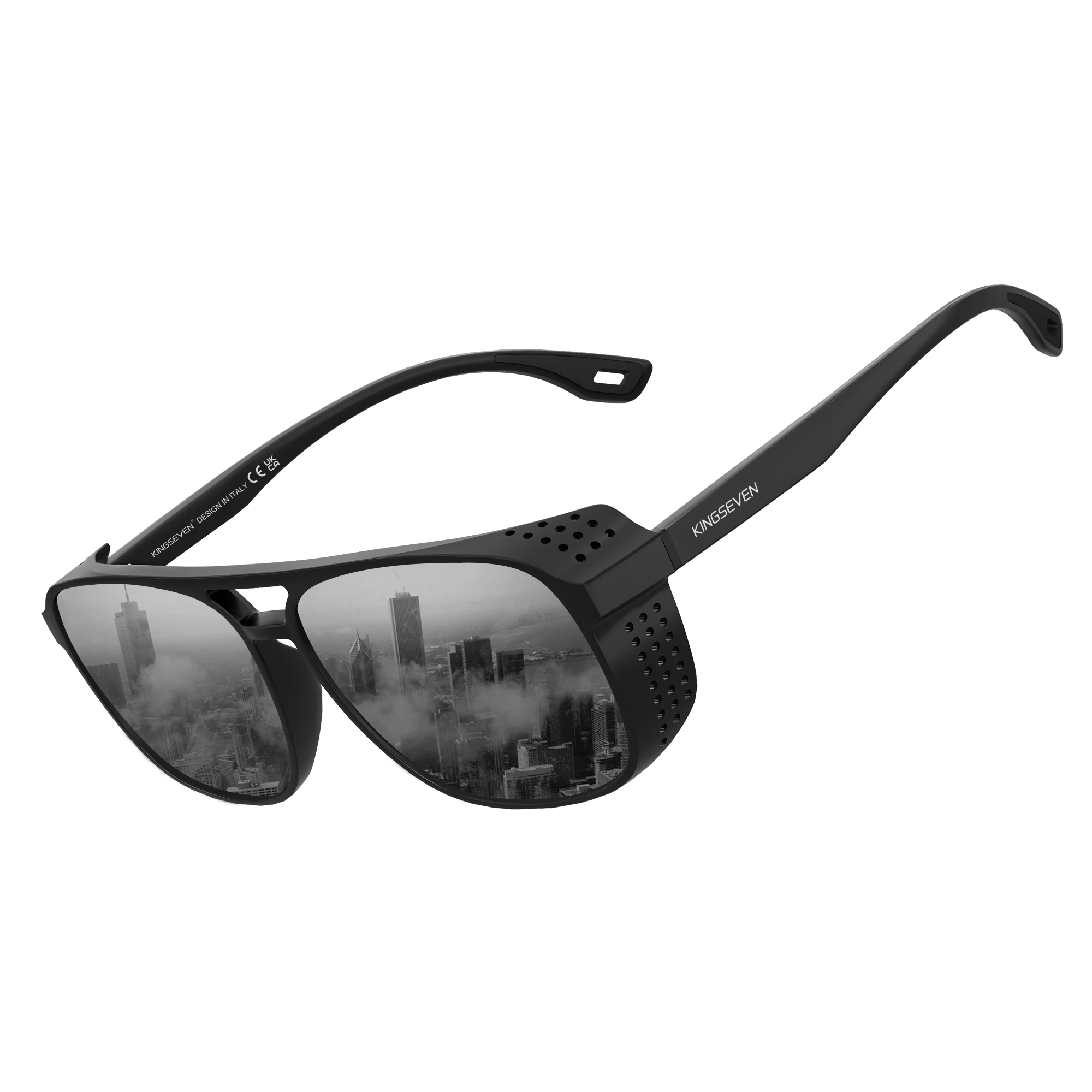 KINGSEVEN Trendy Rechteck Große Rahmen Sonnenbrille Vintage Polarisierte Frauen Männer Gläser Kausalen Fahren Urlaub Brillen UV400 – Detail 2