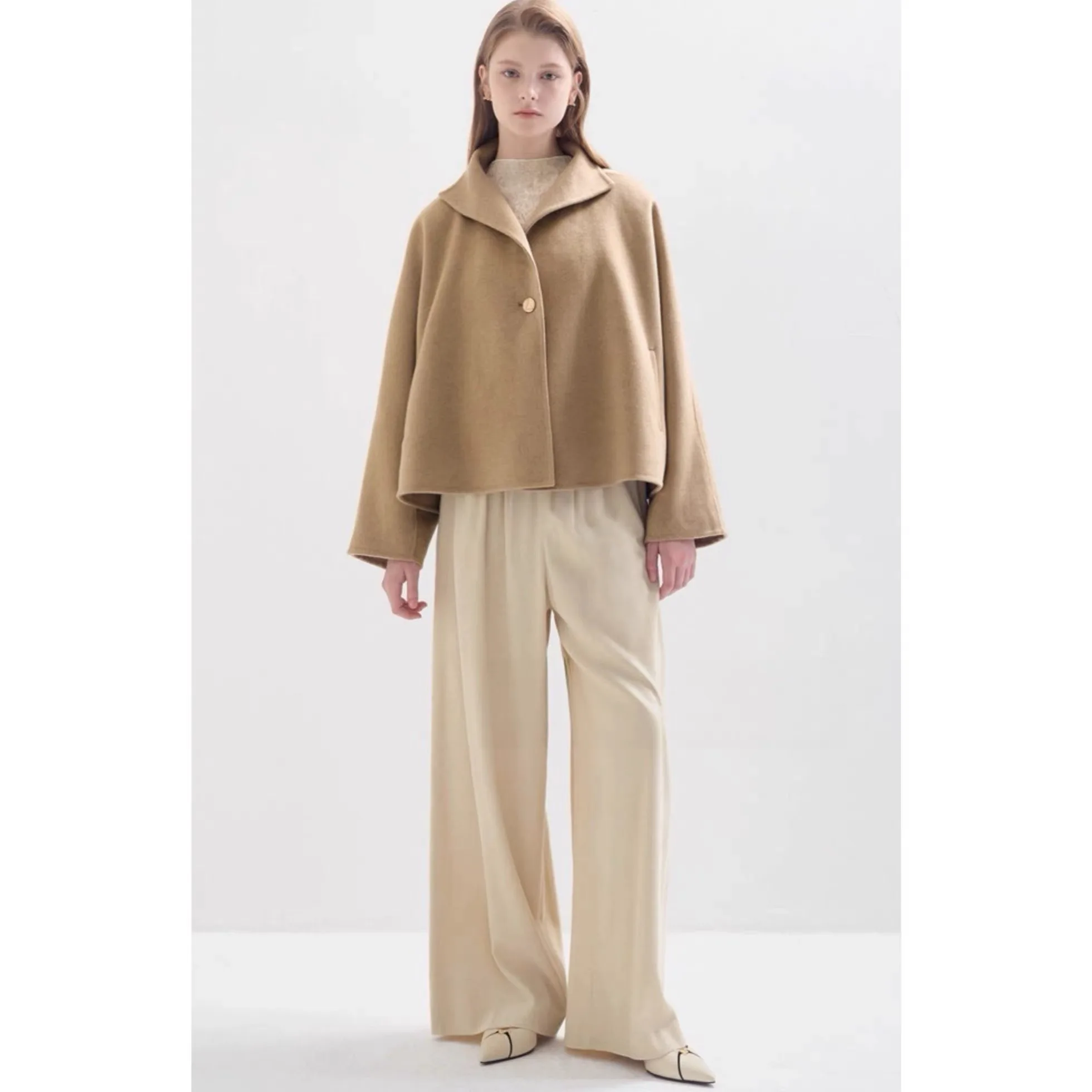 Abrigo de Camere de cordero ort cosido a mano de doble cara otoño viaje Sle ajuste suelto adelgazante queso de limón LAN25