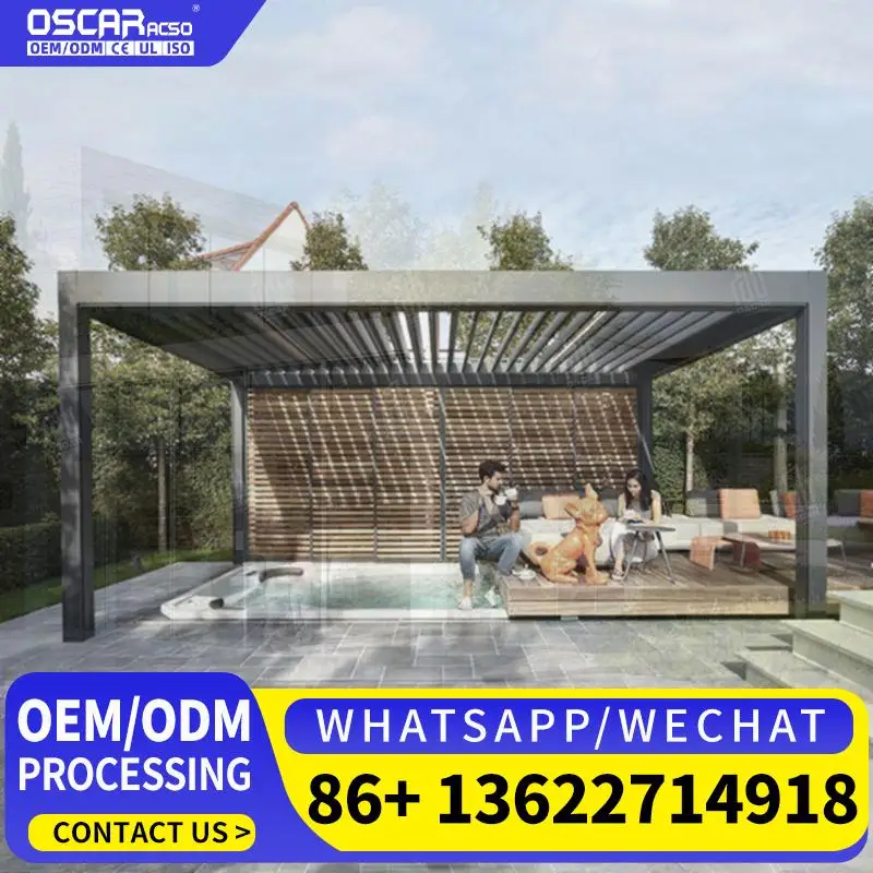 Customizable Retractable Bioclimatic Pergola Modern Design Waterproof Rot Proof Powder Coated Aluminum Alloy Eco Friendly for Ba