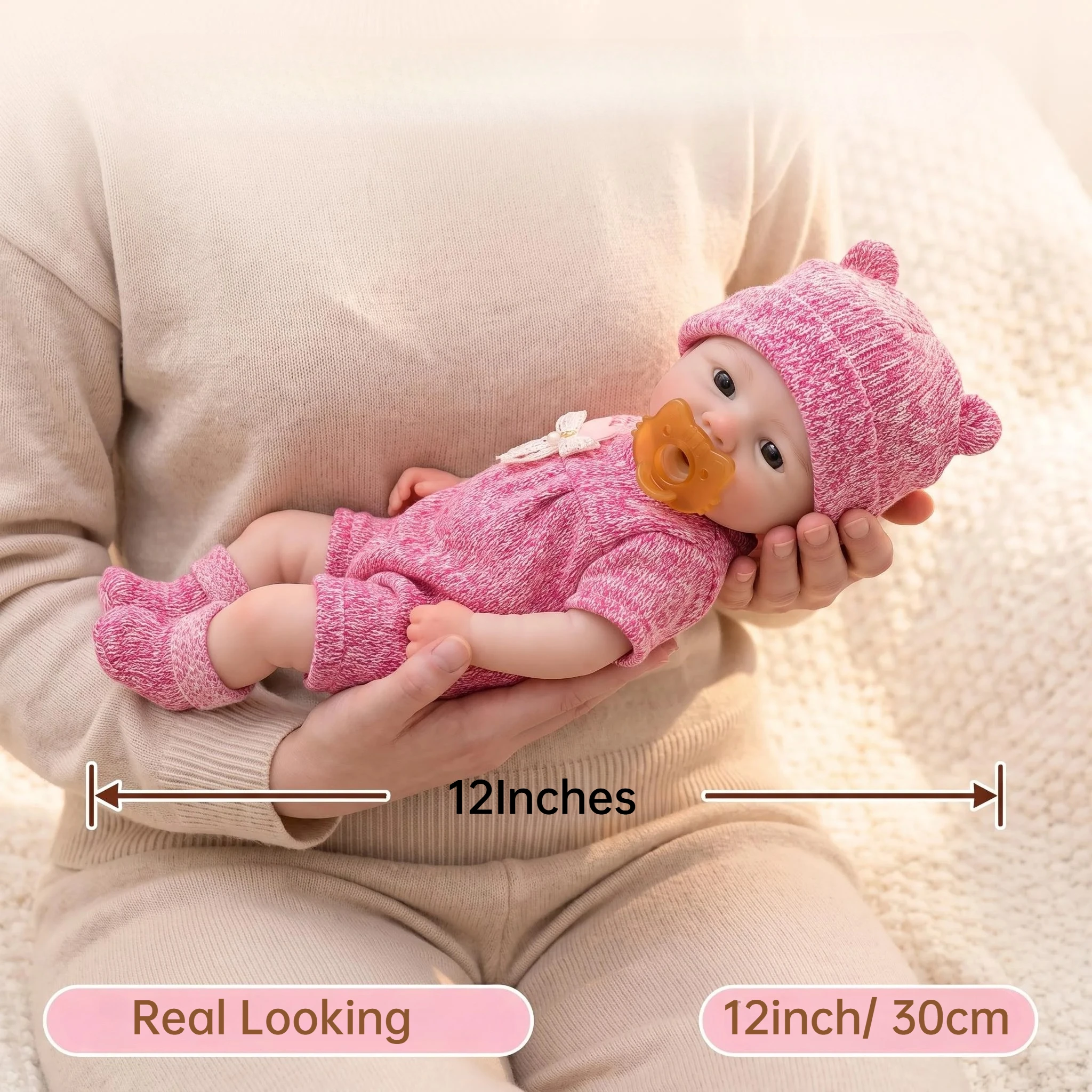 NPK Reborn Vivienne Mouth Can Open Handmade Lifelike Skin Soft Touch Newborn Baby Super Soft Solid Silione Doll
