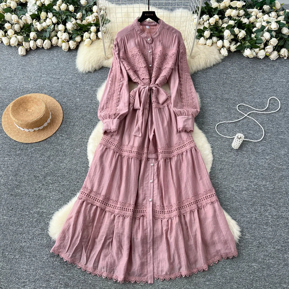 

Long Dress Women Dresses Party Night A Line Vestidos Round Neck Wedding Lace Elegant Splice Y2k Streetwear Work High Waist
