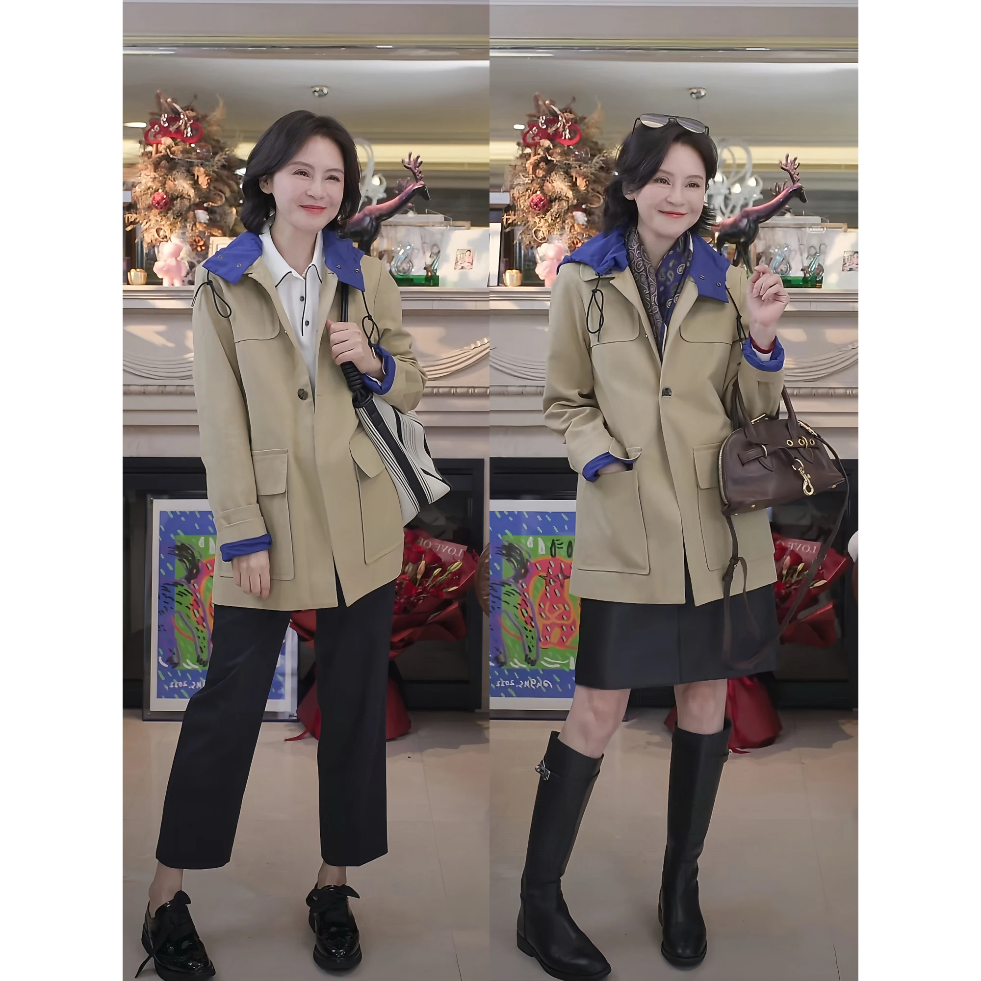 

Early Autumn Hooded Jaet 60 Count 00 Cotton Color Blo Striped ape Outerwear Commute Sle Long Sve Single Button