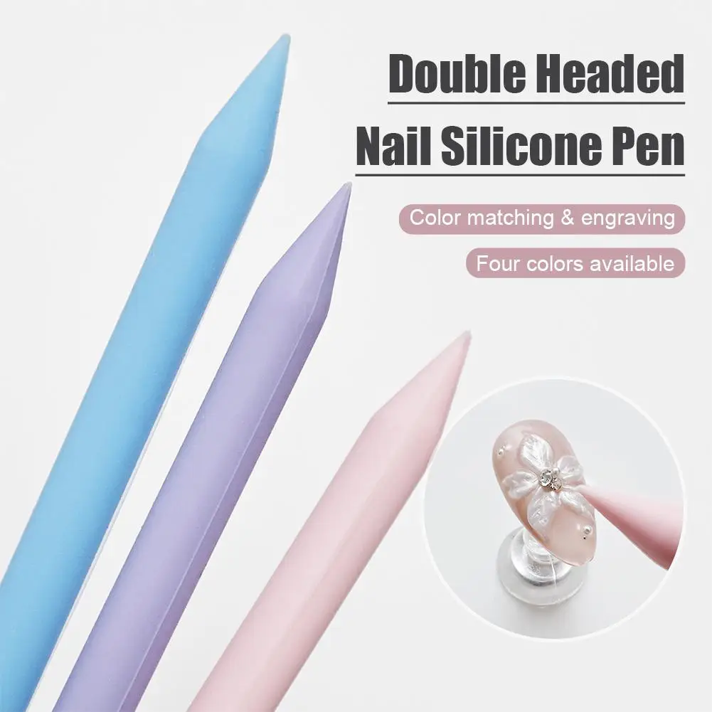 Nail Art Double-head Silicone Pen, Smudge, Powder, Point Drill Multi-purpose Silicone Pen DIY Nail Tool For Resin Silicone Brush