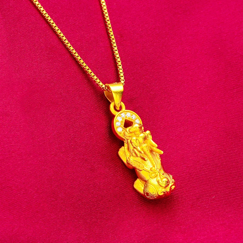 

24K gold Pixiu necklace AU999 full gold, exquisite and flexible three-dimensional shape, with fine chain design