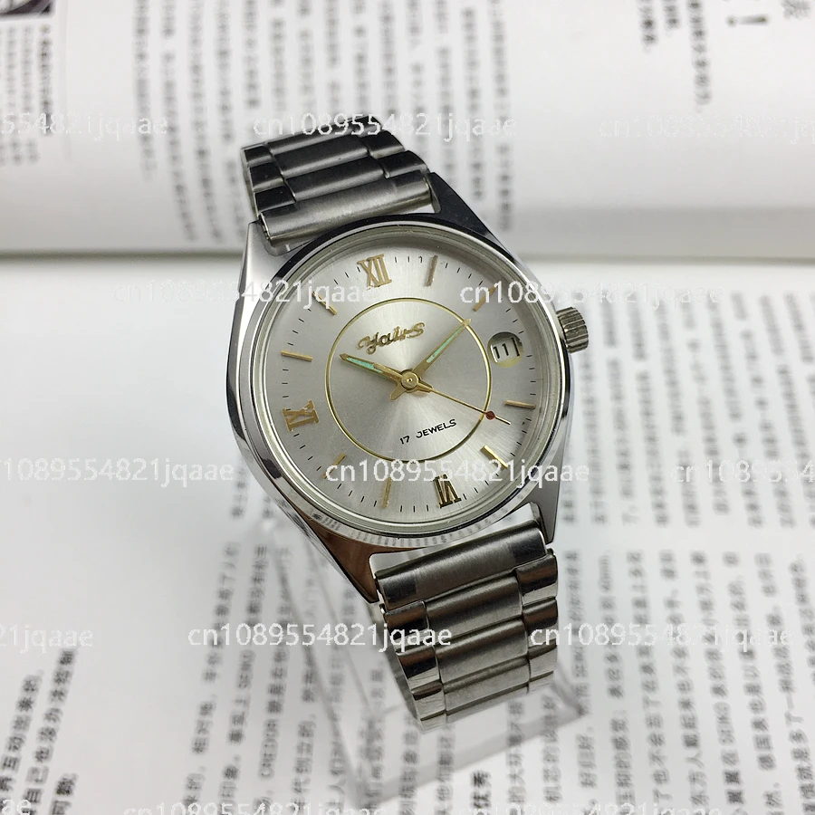 2025 New Original Liaoning Dandong Yashi brand all-steel silver surface single calendar manual mechanical watch diameter 36mm