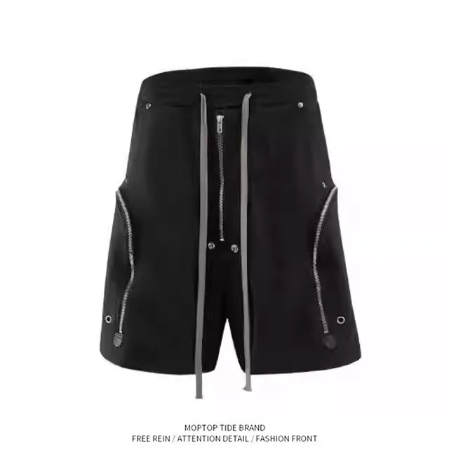 

Мужские повседневные свободные прямые шорты-карго в американском темном стиле RO с карманами на молнии, длиной до колена, для делового повседневного образа