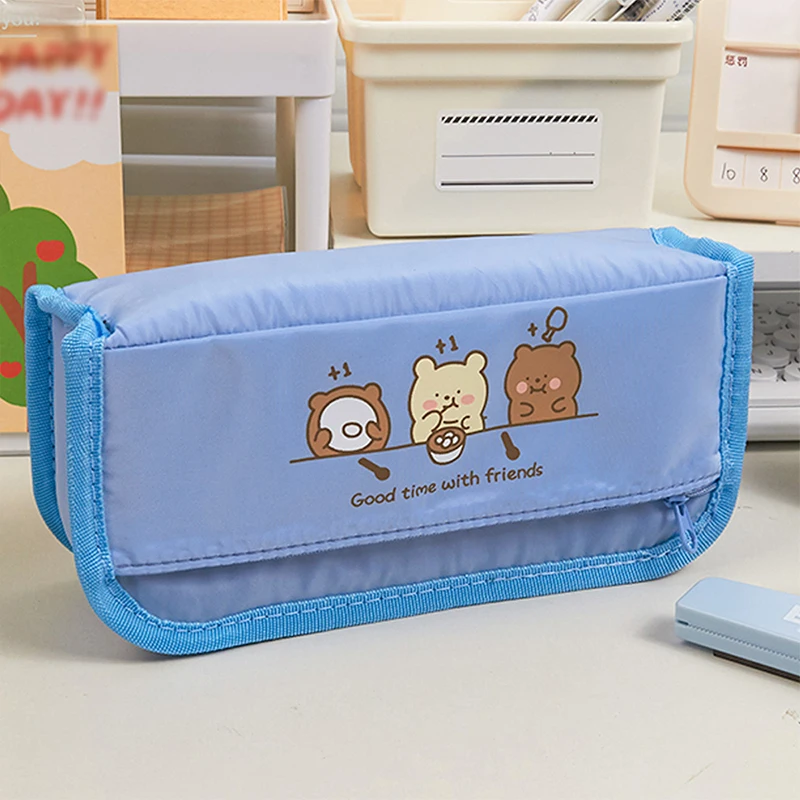 1 قطعة طباعة الحيوان سستة حقيبة أقلام رصاص متعددة الوظائف القرطاسية حالة لطيف حقيبة التخزين للطلاب اللوازم المدرسية سعة كبيرة