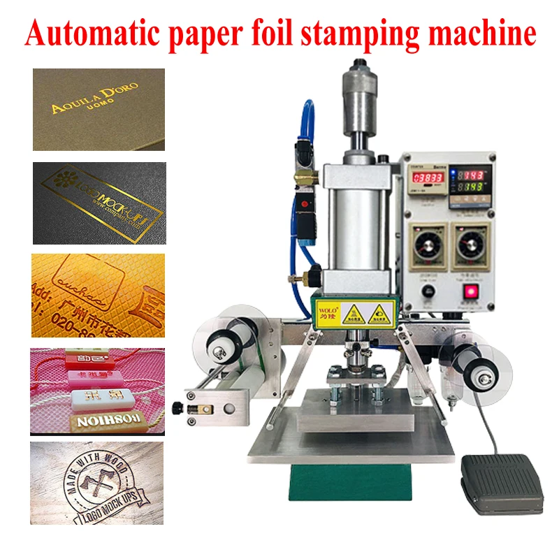 Desktop Pneumatic Hot Foil Stamping Machine Business Card Leather Bronzing Embossing Equipment For PVC Card Paper Wood Press