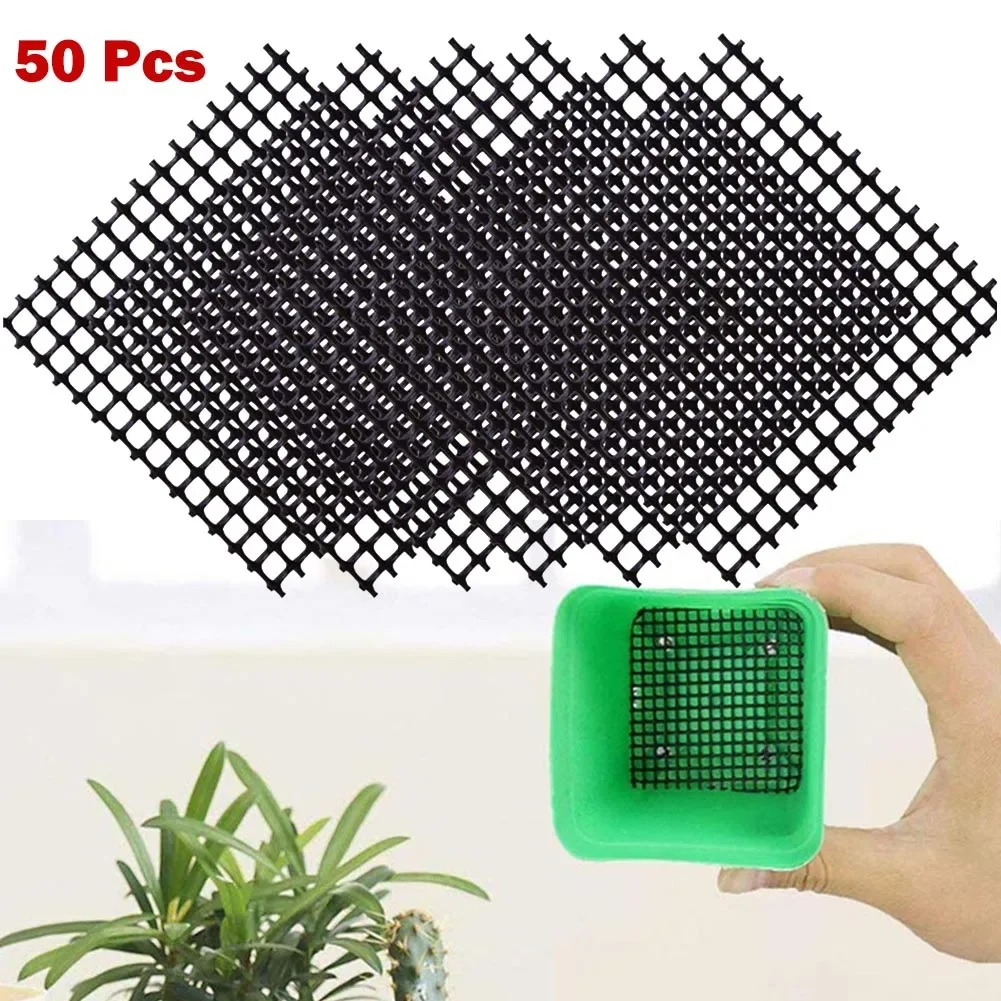 

50pcs Square Flowerpot Mesh Pad Bottom Hole Gasket Pad Anti Leakage Soil Succulent Plant Pot Bottom Gasket Breathable Drainage