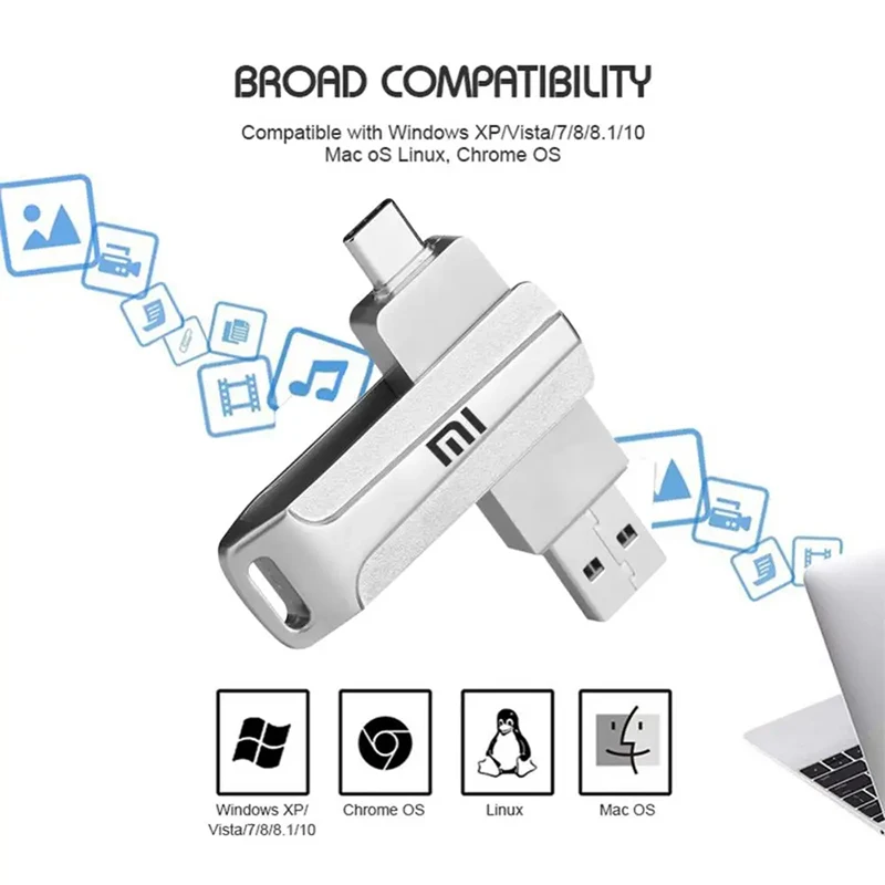 Unidades Flash USB Xiaomi 3,0 2TB Metal Pendrive de alta velocidad 512GB 1TB Memoria USB resistente al agua Unidad portátil Disco Flash USB para PC