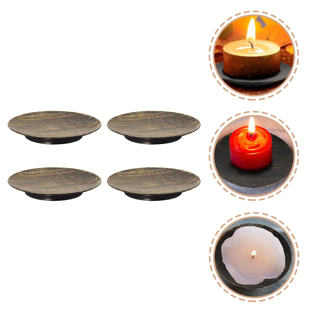 

4Pcs Pillar Holders Iron Plate Stands for Tea Light Candles Home Decor Wedding Party Centerpiece