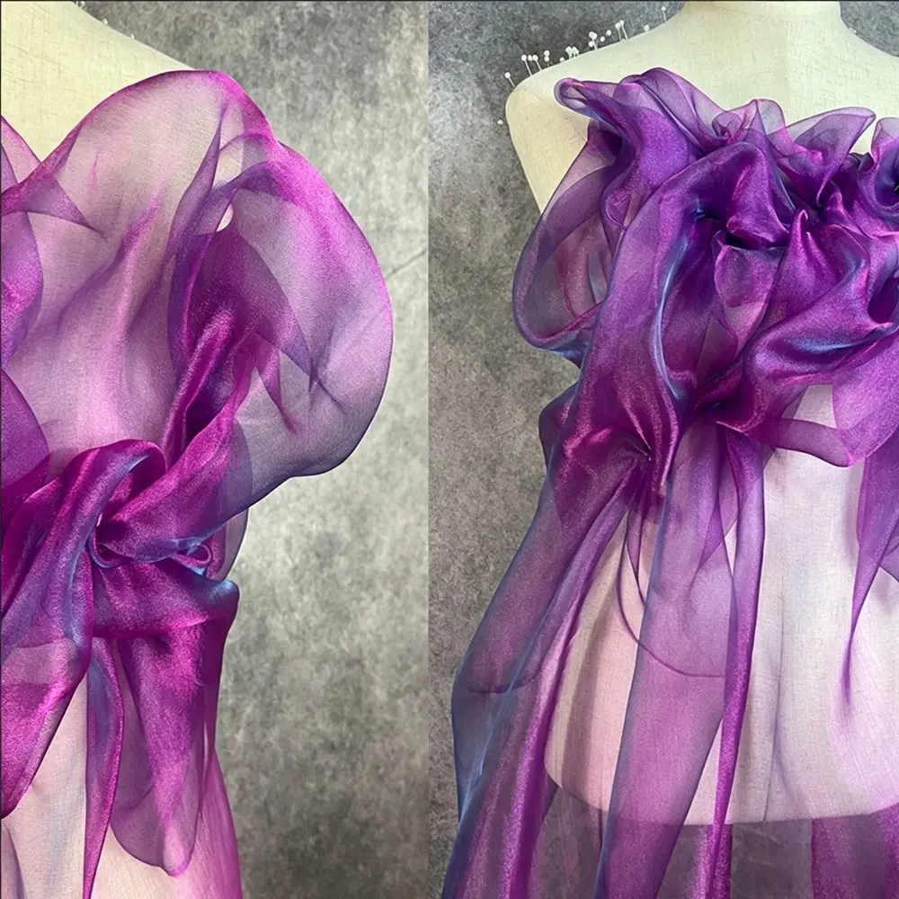 150X100cm Organza Fabric Two-color Gradient Magic Mercerized Yarn Two-tone Fabric Gradient Color Blue Green Laser Fabric