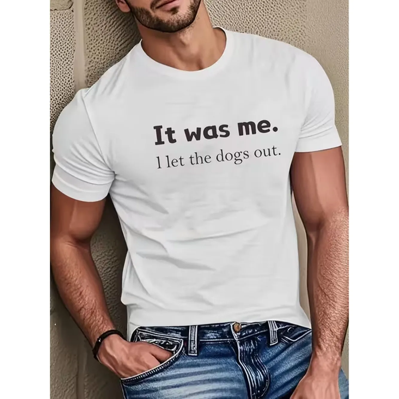 Camiseta divertida para hombre con estampado gráfico, verde con estampado blanco, suave y transpirable, corte regular para uso diario en verano, diseño informal, diseño humorístico, tela cómoda, cuello redondo holgado, crea un estilo relajado, ropa para hombre
