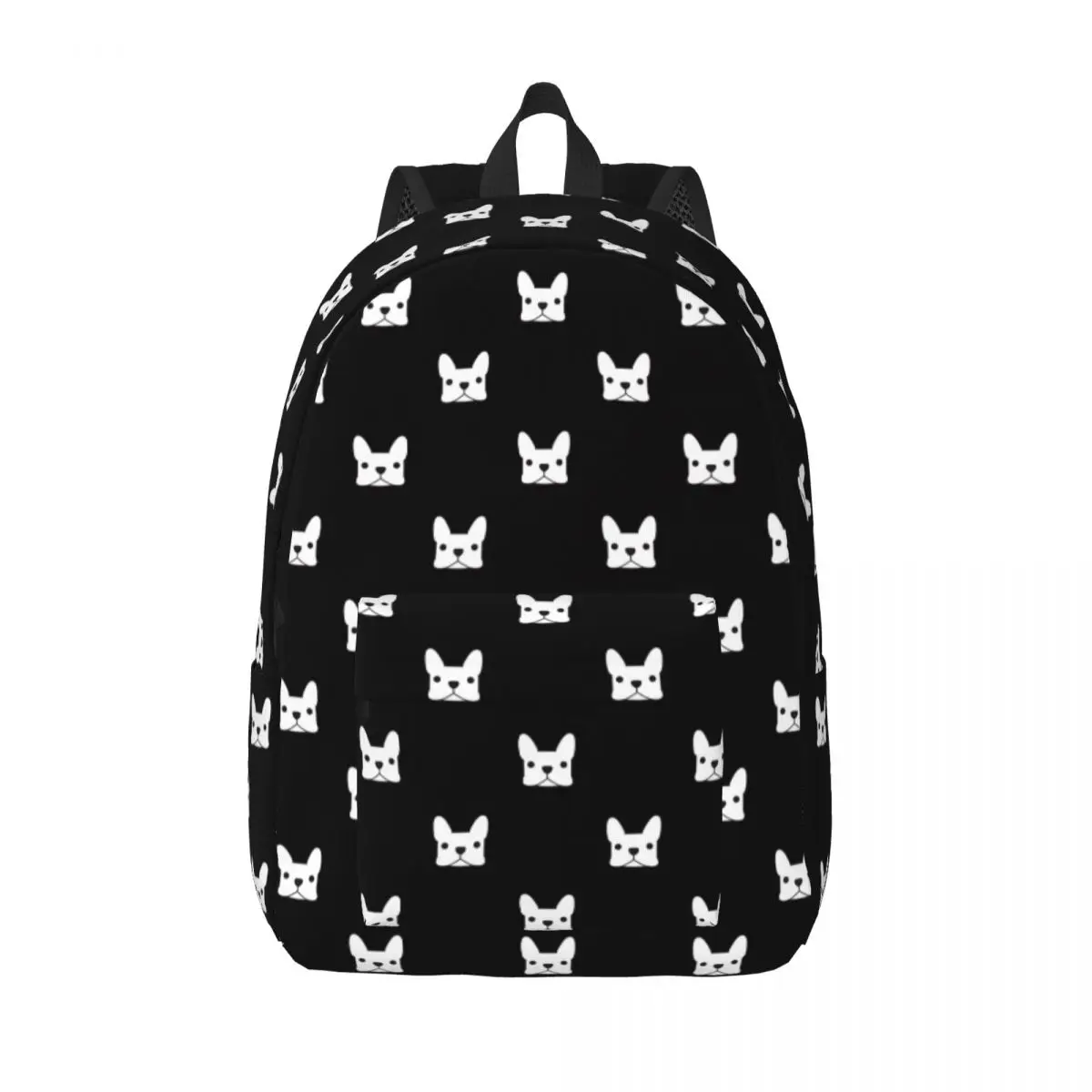 French Bulldog Dog for Men Women Student School Bookbag Animal Canvas Daypack Middle High College with Pocket