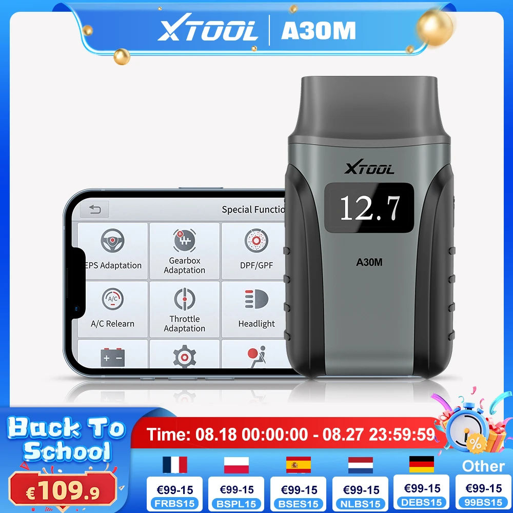 XTOOL Anyscan A30M OBD2 Scanner Bluetooth Strumenti diagnostici automobilistici con Android/IOS Aggiornamento gratuito a vita Utilizzare lettore di codici FCA