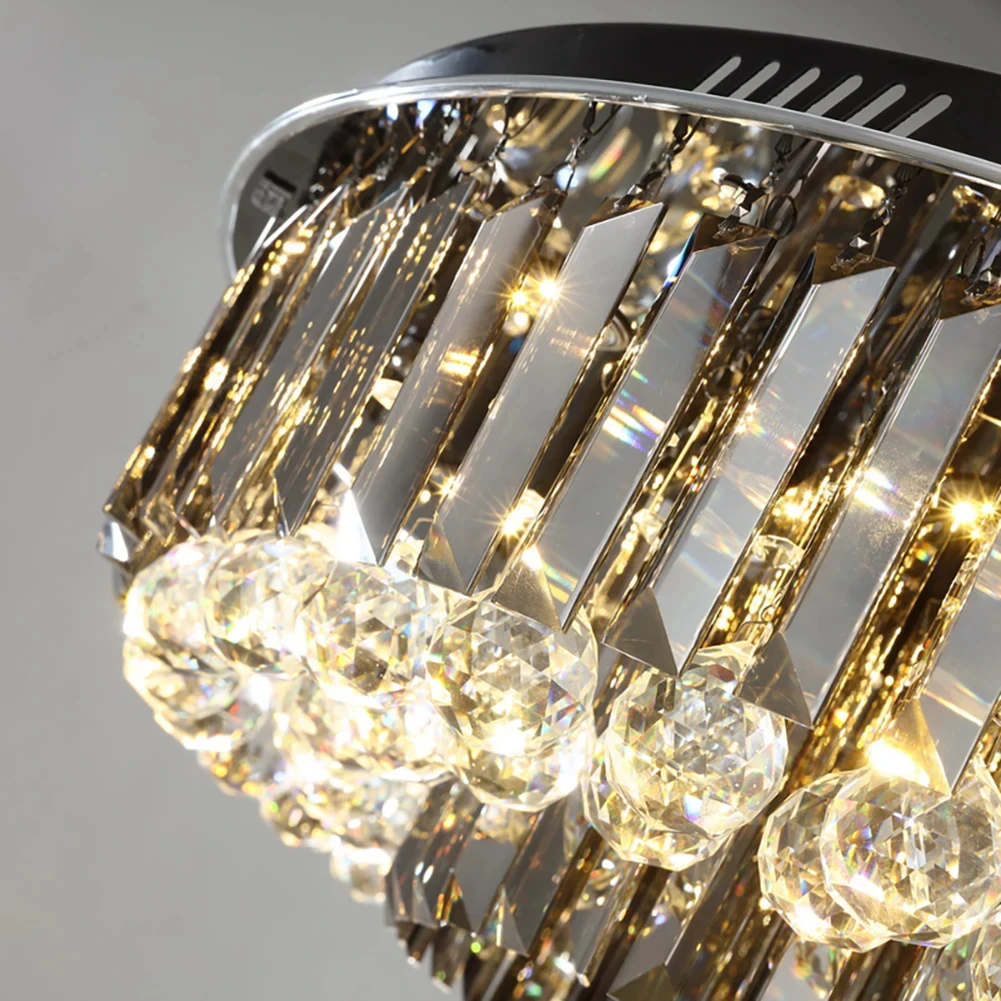 ثريا سقف كريستال LED لغرفة المعيشة ، مصباح ديكور منزلي حديث ، دائري ، فاخر ، أسود ، ذهبي ، تركيبات إضاءة ، أجهزة منزلية