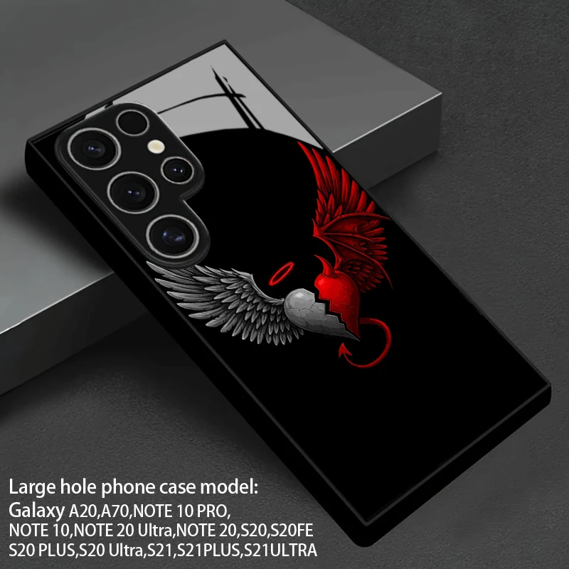 2D Heart Split Wings Pattern Mobile Phone Case for Samsung S26 S25 S24 S23 S22 S21 S20 A56 A36Tempered Glass Protective Cover view 6