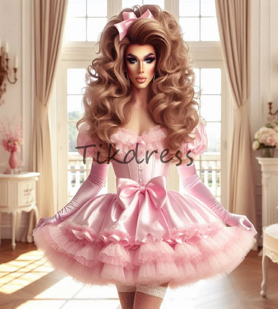 

Fairy Pink Homecoming Dress Aesthetic Cosplay Maid Dress 2025 Mini Short Cocktail Dress Fantasy Elf Evening Dress PromCustomized
