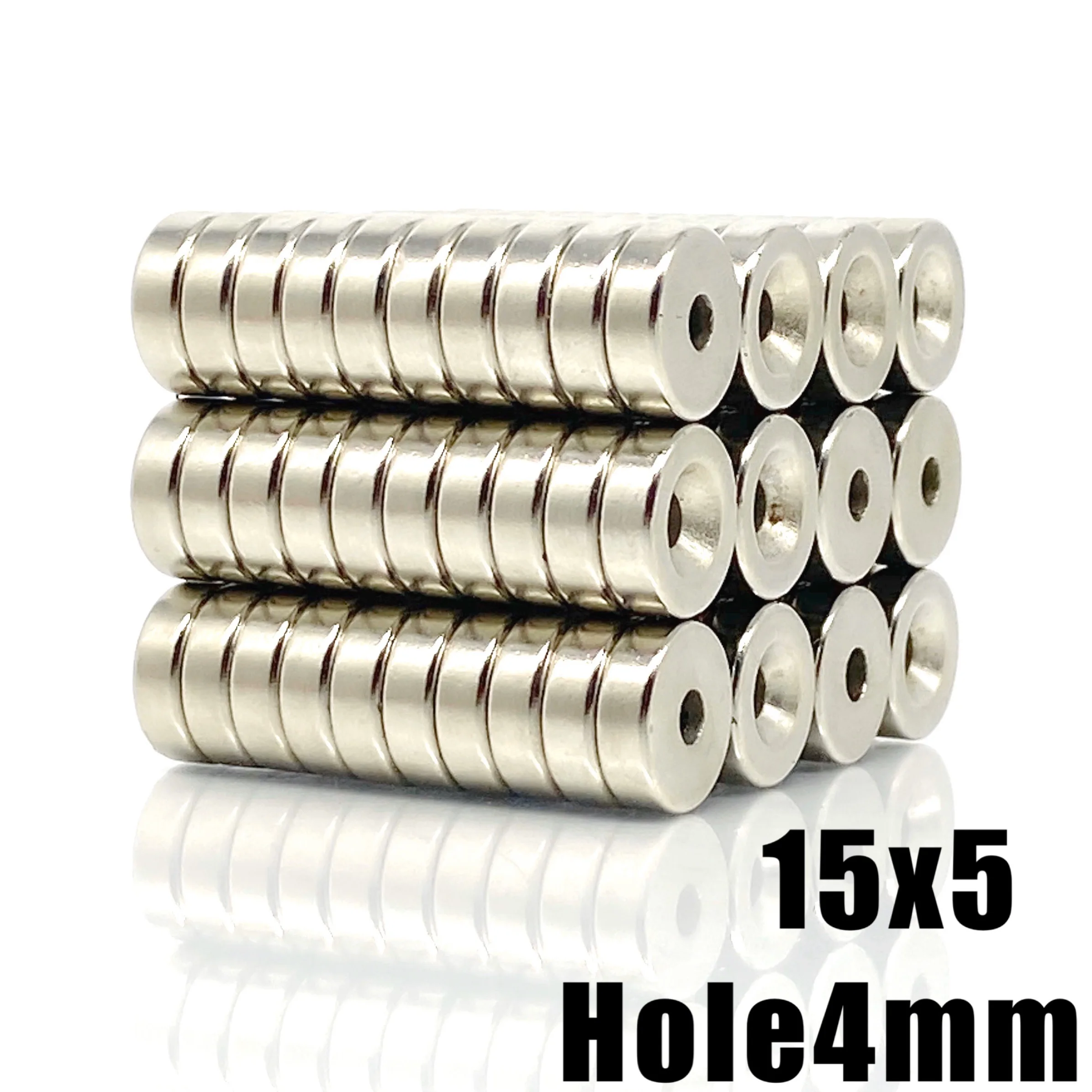 2-50Pcs 15x5-4 Neodymium Magnet 15mm x 5mm Hole 4mm N35 NdFeB Round Super Powerful Strong Permanent Magnetic imanes 15x5 Hole 4