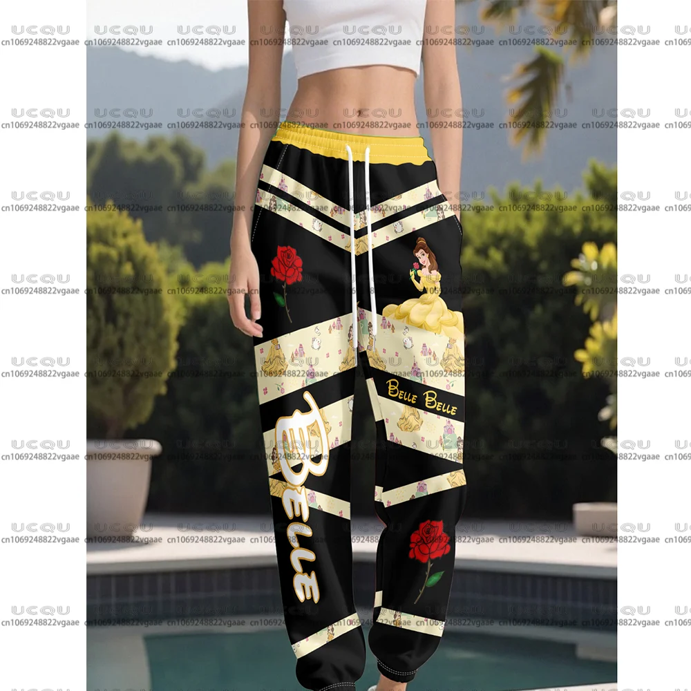 女の子女性ベルプリンセススウェットパンツウォーキングパジャマルーズパンツホームパンツギフト D-ディズニーカジュアル大人ファッション Y2k 2026 パーティー