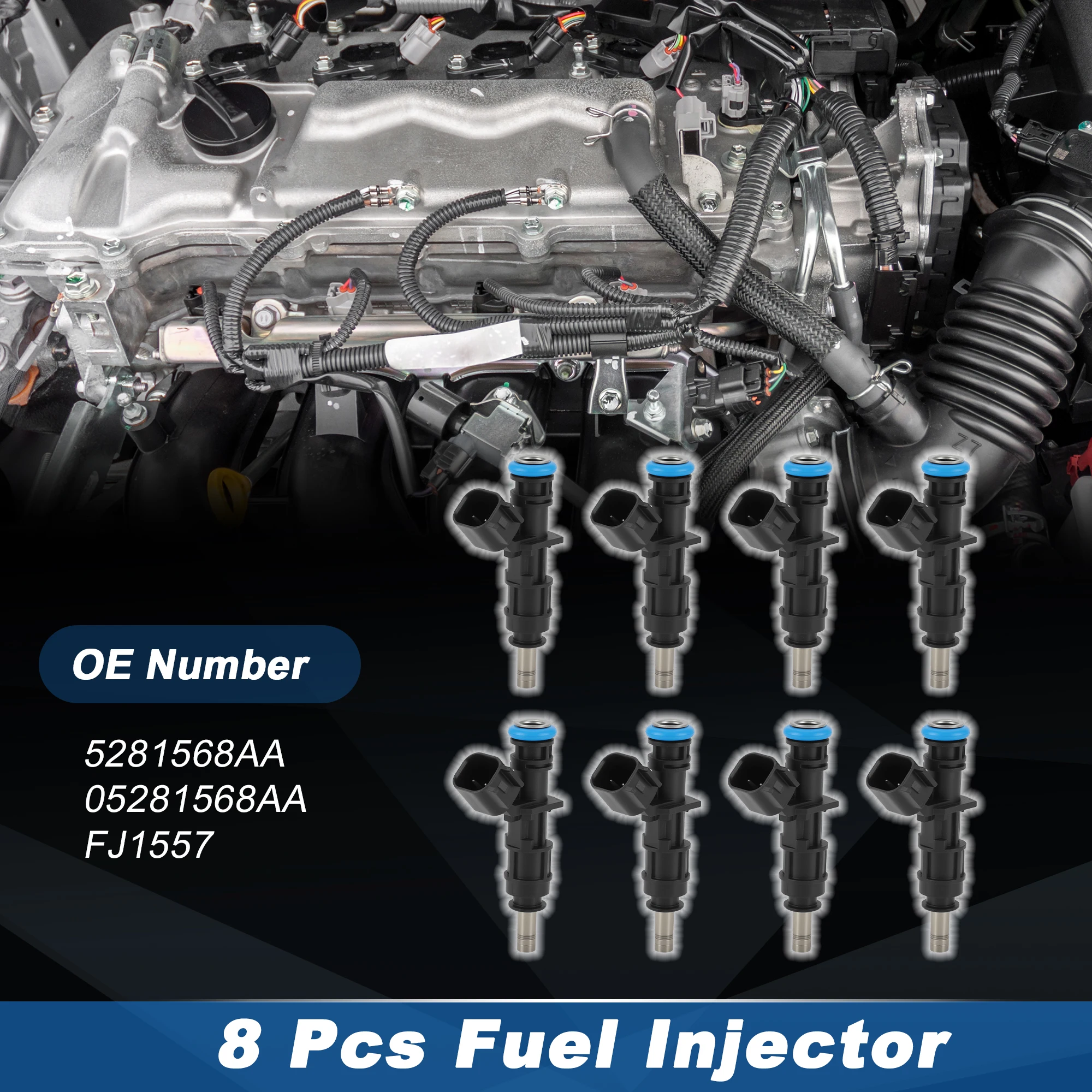 

UXCELL Set of 8 5281568AA 5.7L Fuel Injector 6 Holes for Jeep Grand Cherokee 20-22 for Ram 1500 19-22 for Dodge Durango 20-23