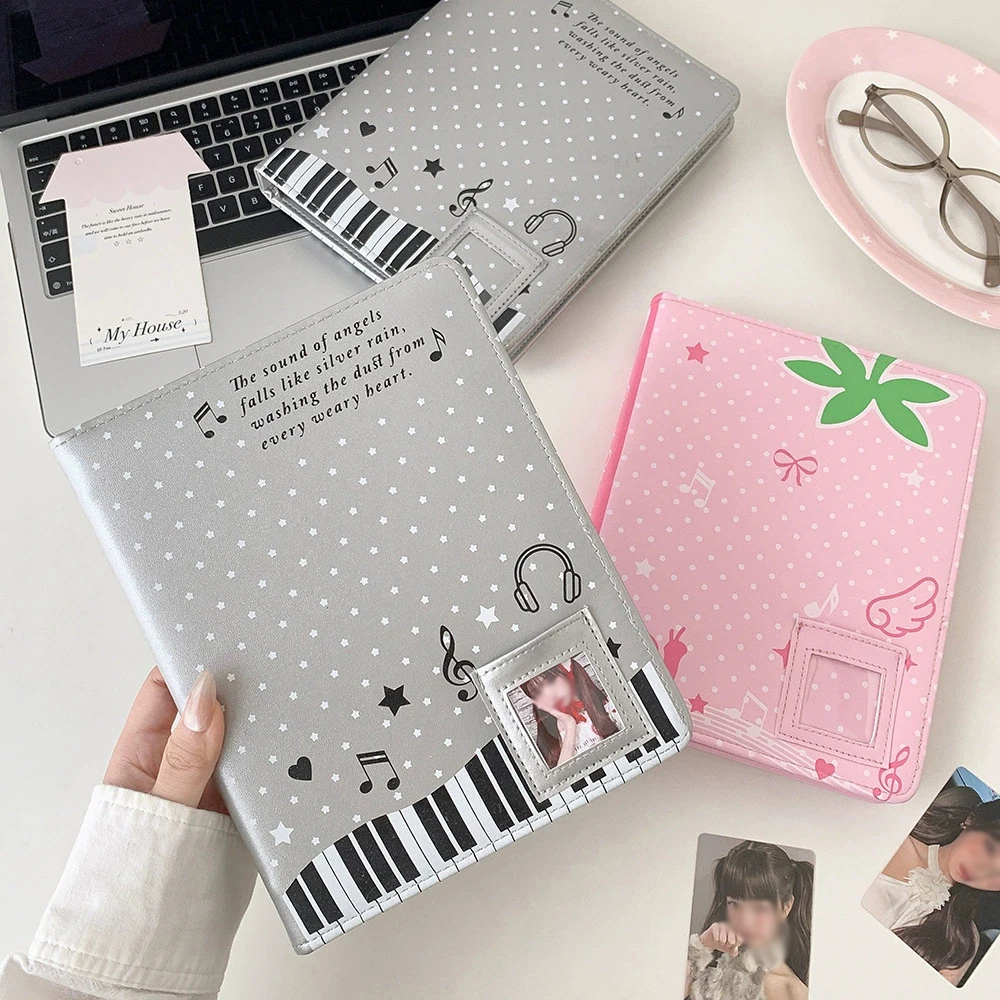 A5 PU Leather Music Bowknot Photocard Binder Album Photos Cards Book Instax Mini Collect Scrapbooking Scrap Book Album