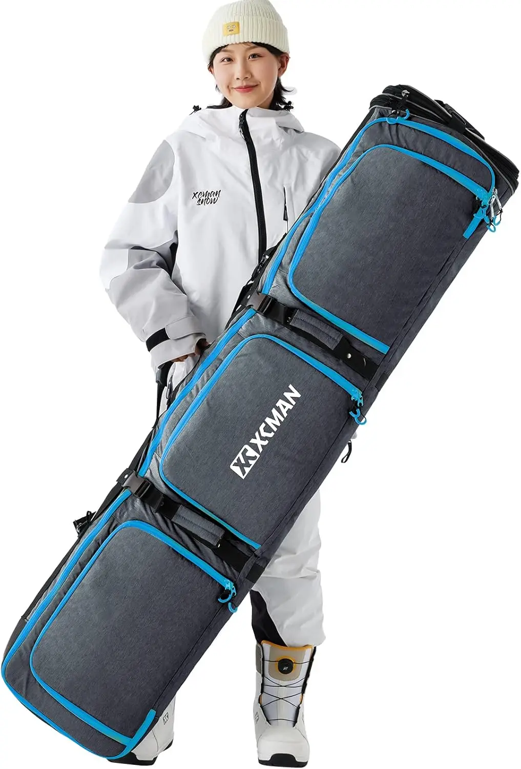 

Expandable Snowboard Bag for Air Travel, Adjustable Length 63-75 Inches, Padded Protection