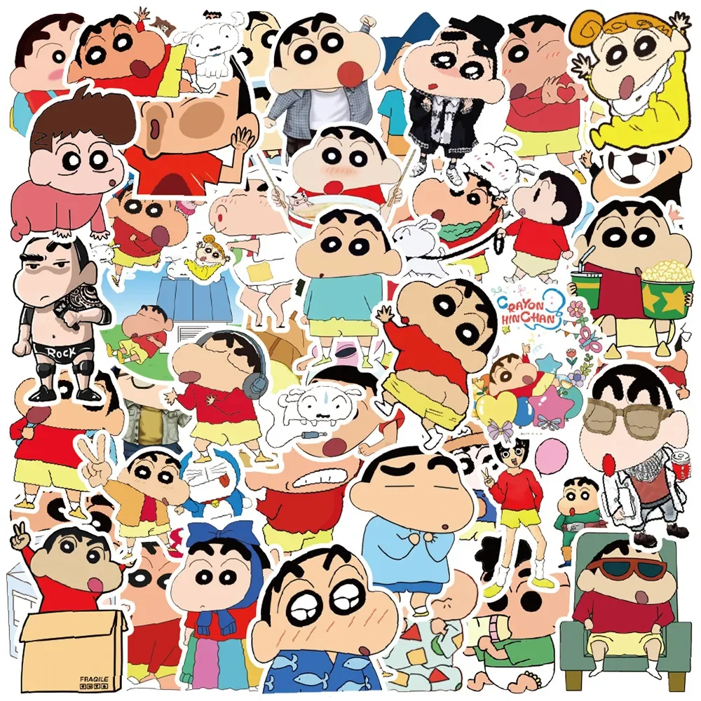 50pcs Japanese Cartoon Anime Cute and Funny Crayon Shinchan Stickers for Children