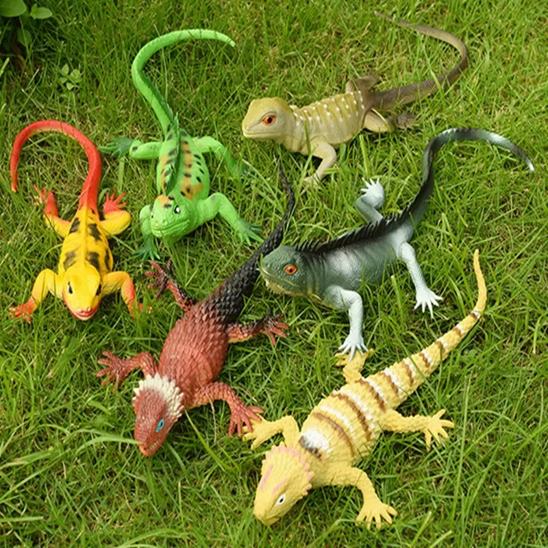 3pcs Children's Novelty Toy Soft Rubber Reptile Model Simulation Lizard Animal Toy Desktop Decoration Ornaments Christmas gift