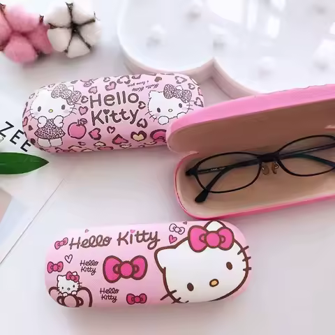 MINISO Sanrio Hello Kitty Glasses Storage Box Anime Kawaii Cute Cartoon Girly Glasses Protective Case Gifts for Girls